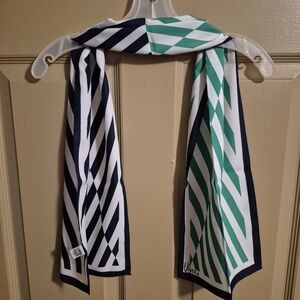 Vintage VERA Green and Navy Striped Decorative Scarf Accent